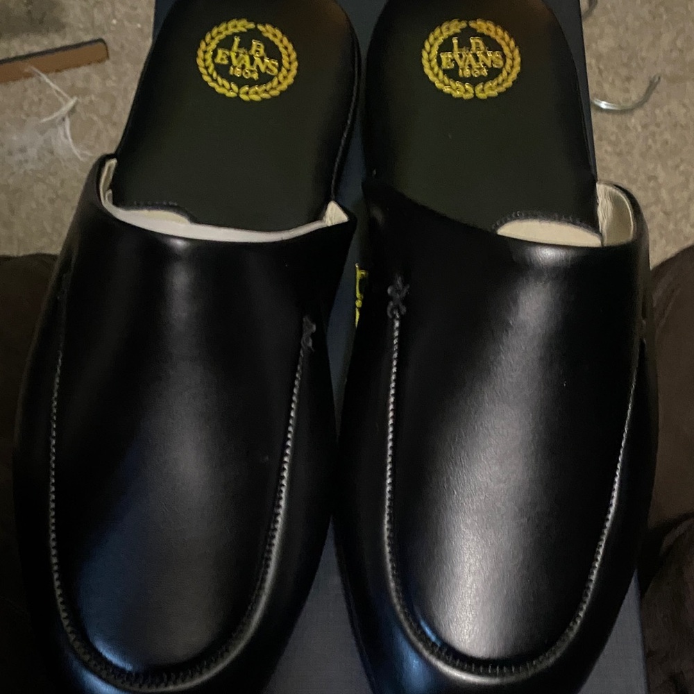 L.B. Evans Black Leather Slip-On Loafers